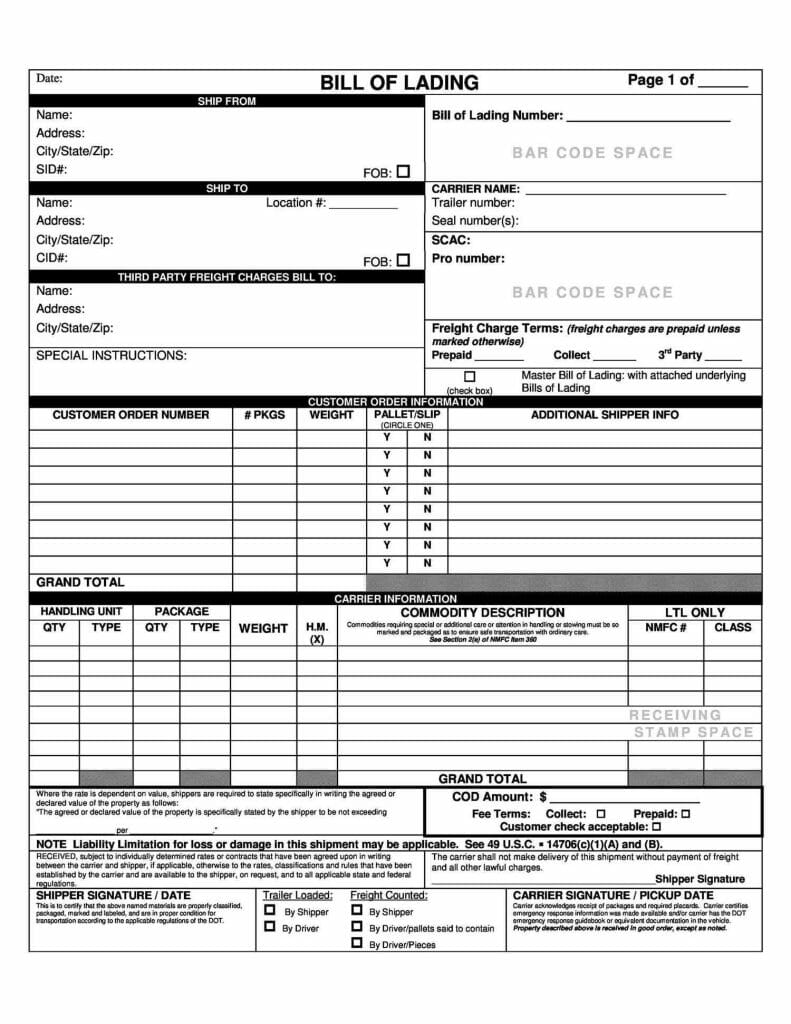 bill-of-lading Example